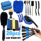 16/20pcs Car Cleaning Tool Set Air Conditioning Vents Seat Gaps Various Detail Brushes Uses For Home Car Washing Motorcycle